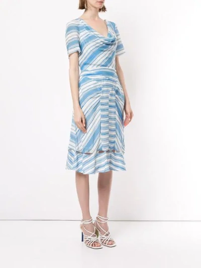 Shop Altuzarra Lucia Stripe Cowl Dress In Blue