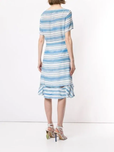 ALTUZARRA LUCIA STRIPE COWL DRESS - 蓝色