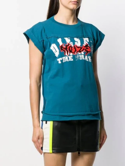 Shop Diesel Raw Edge T-shirt In Blue