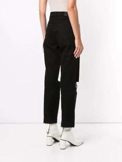 Shop Amiri Thrasher Crop Straight Minimal Jeans In Black