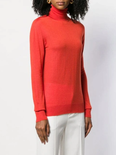 JIL SANDER TURTLENECK CASHMERE KNIT TOP - 红色