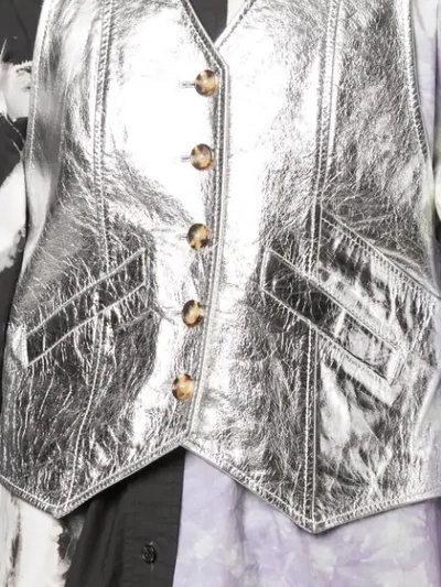 Shop Proenza Schouler Metallic Leather Vest In Silver