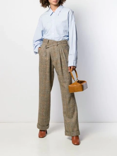 Shop R13 Herringbone Checked Trousers In Brown