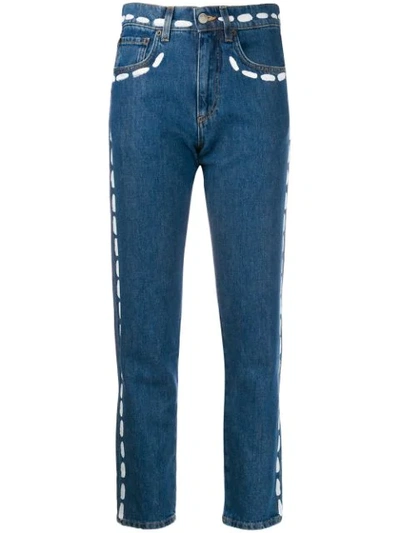 Shop Moschino Paint Stroke Jeans In Blue