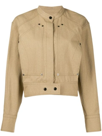 ISABEL MARANT CROPPED BIKER JACKET - 棕色