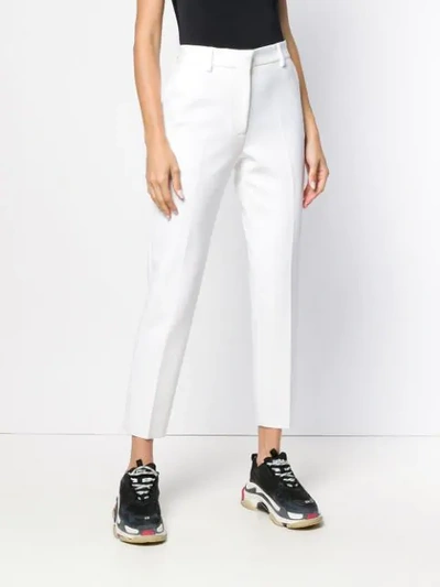 Shop Msgm Slim Trousers - White