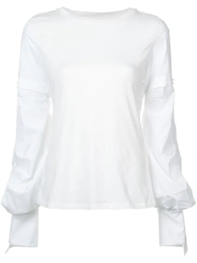 Shop Silvia Tcherassi Layered Sleeve Top - White