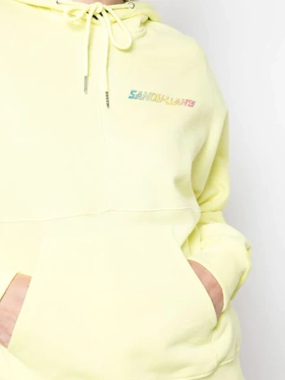 Shop Sandy Liang Luna Logo Print Hoodie In Yellow