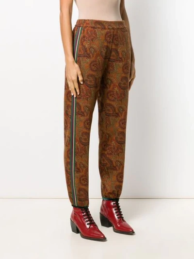 Shop Etro Printed Track Pants In Brown
