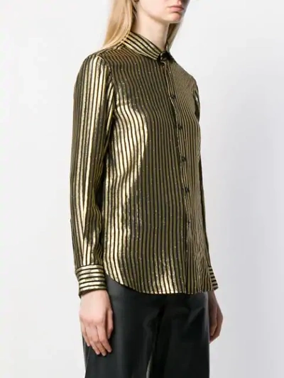 Shop Saint Laurent Metallic Stripes Shirt In Black