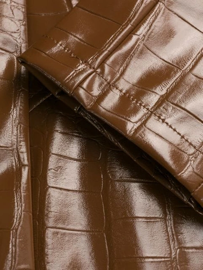 Shop Pinko Croc-effect Vinyl Trousers In Brown