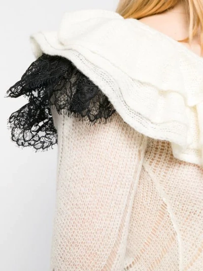 Shop Philosophy Di Lorenzo Serafini Ruffle Trim Knitted Top In White