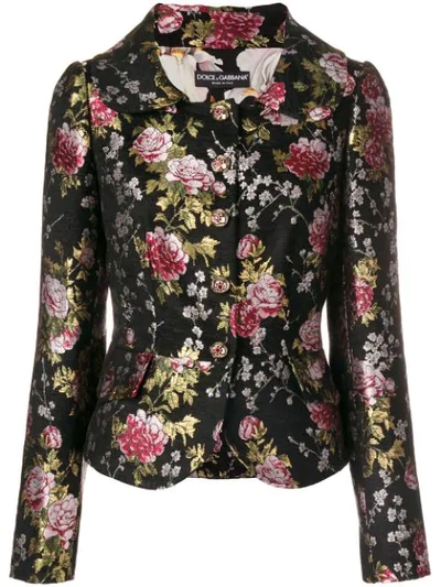 Shop Dolce & Gabbana Floral Brocade Jacket In Black