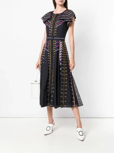 Shop Temperley London Expedition Sleeved Dress In Blue