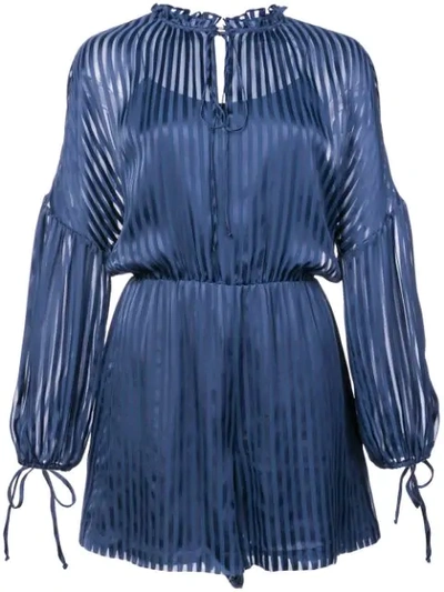 Shop Alice And Olivia Callan Striped Romper In Blue