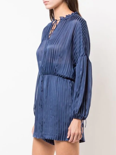 Shop Alice And Olivia Callan Striped Romper In Blue