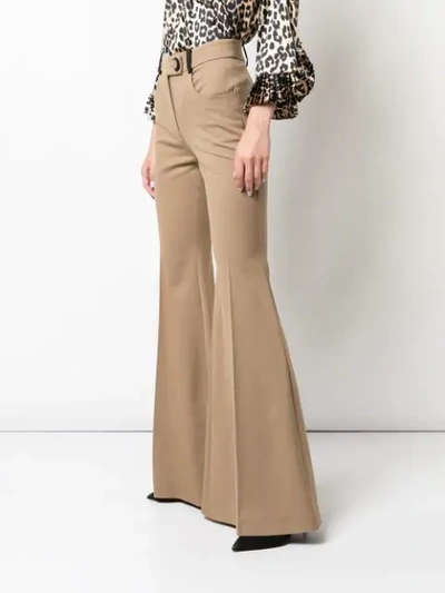 Shop Sara Battaglia Flared High-waisted Trousers In Brown