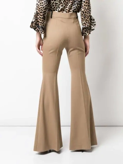 Shop Sara Battaglia Flared High-waisted Trousers In Brown