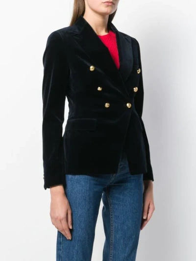 Shop Tagliatore Alicya Velvet Blazer In Blue