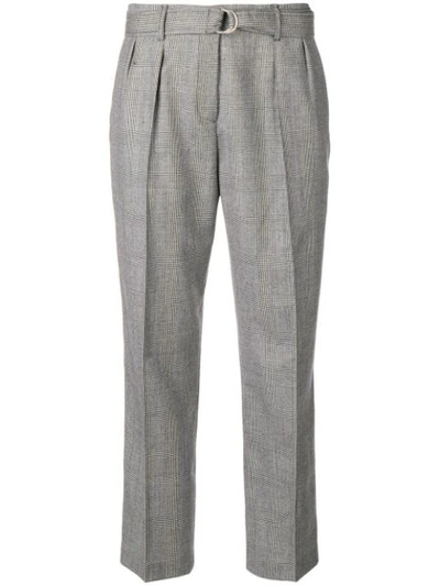 Shop Barbara Bui Checked Cropped Trousers - Grey