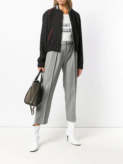 Shop Barbara Bui Checked Cropped Trousers - Grey