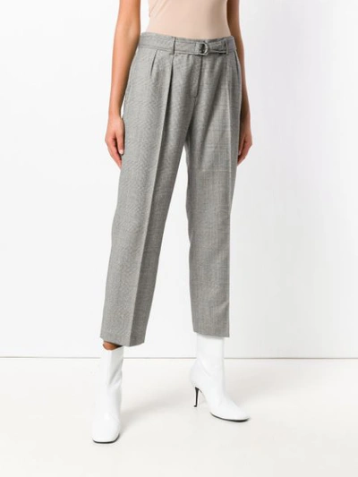 Shop Barbara Bui Checked Cropped Trousers - Grey