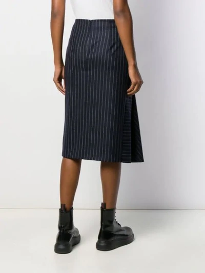 Shop Alexander Mcqueen Ruched Midi Skirt In Blue