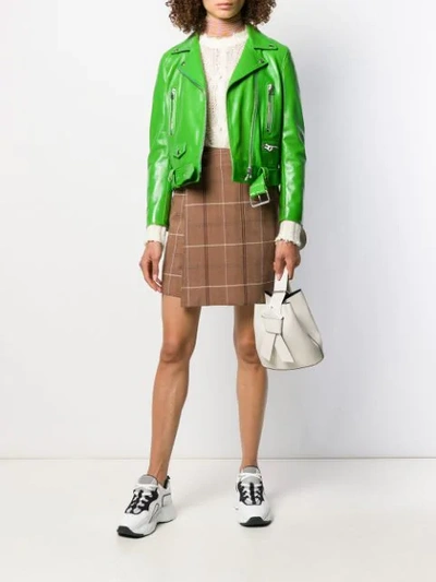 Shop Acne Studios Fitted Biker Jacket In Green