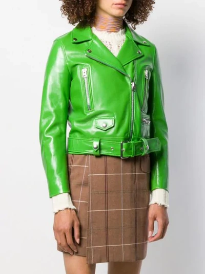 Shop Acne Studios Fitted Biker Jacket In Green