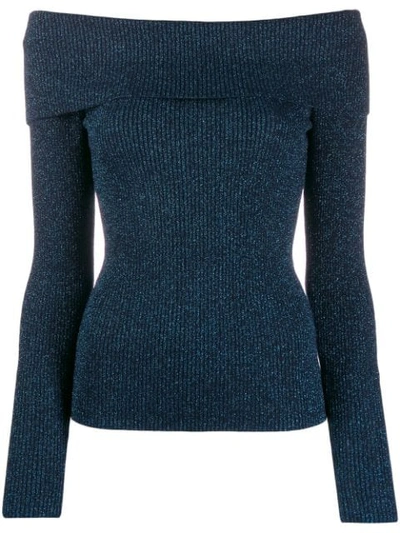Shop P.a.r.o.s.h Schulterfreier Cropped-pullover In Blue