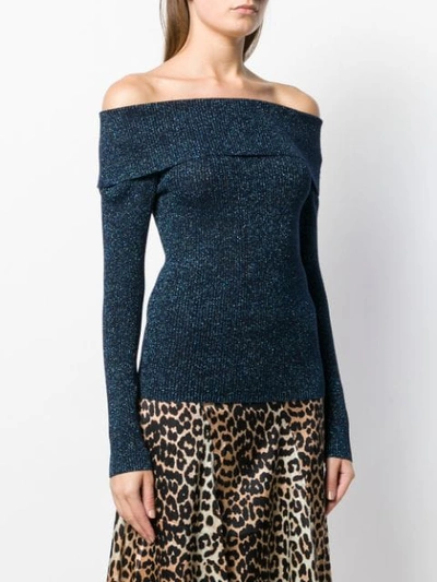 Shop P.a.r.o.s.h Schulterfreier Cropped-pullover In Blue