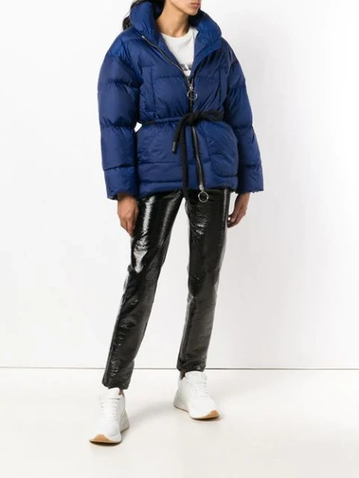 Shop Ienki Ienki Belted Puffer Jacket - Blue