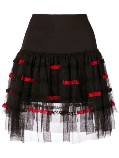 Shop Pinko Tulle Panel Skirt - Black