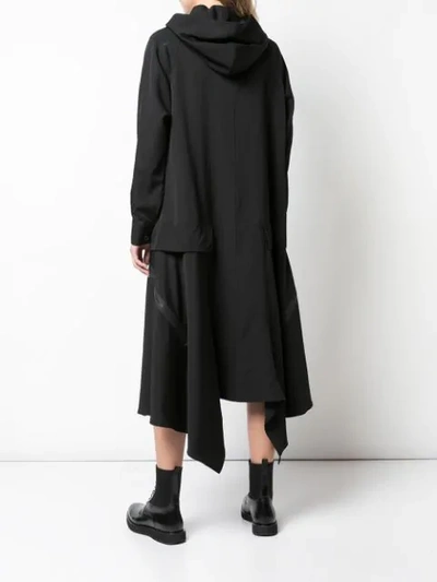 Shop Yohji Yamamoto Hooded Shirt Dress In 1 Black