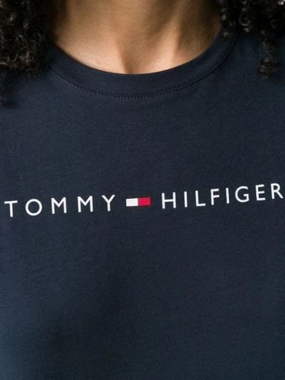 Shop Tommy Hilfiger Logo Crew Neck T-shirt In Blue