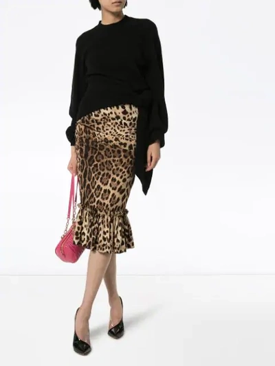 Shop Dolce & Gabbana Leopard Print Pencil Skirt In Brown