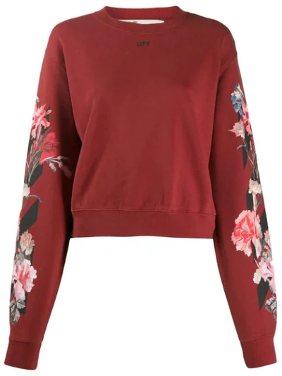Shop Off-white Floral Print Sweatshirt In Red