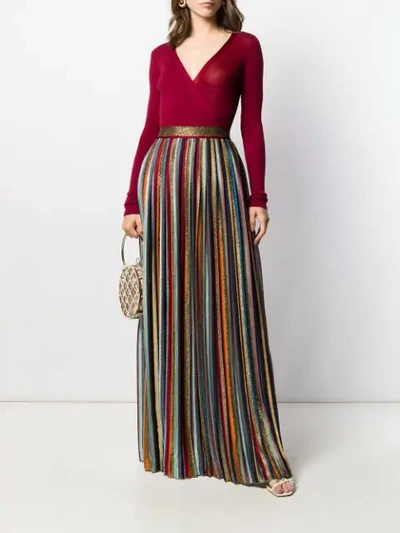 Shop Missoni Pleated Maxi Skirt In Blue