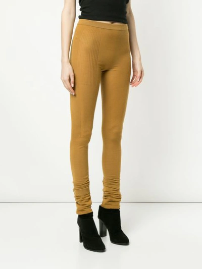Shop Rick Owens Knitted Leggings - Yellow