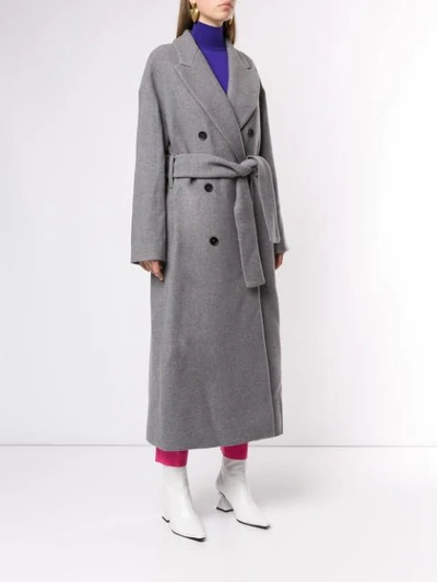 Shop Msgm Double-breasted Coat In Grey