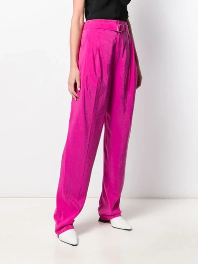 Shop Lemaire Belted Wide Leg Trousers In Pink