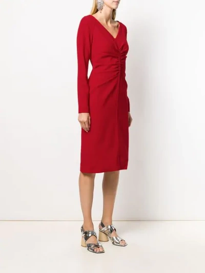 Shop N°21 Gathered Front Midi Dress In Red