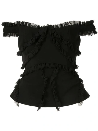 Shop Rachel Gilbert Kiki Ruffle Trimmed Top In Black