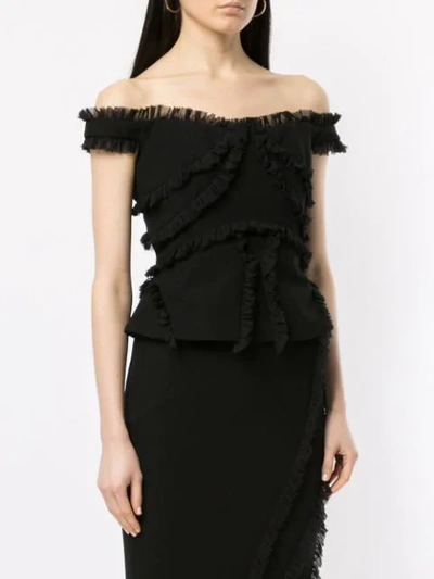 Shop Rachel Gilbert Kiki Ruffle Trimmed Top In Black