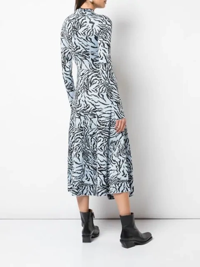 Shop Proenza Schouler Zebra Jacquard Long Sleeve Dress In Blue