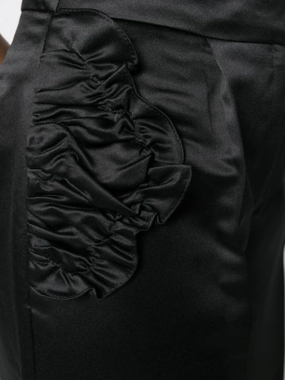 Shop Simone Rocha Ruffled Patch Wide-legged Cropped Trousers In Black