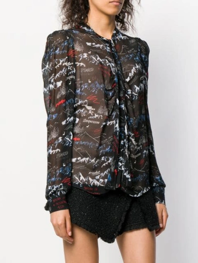 Shop Pinko Sheer Printed Shirt In Black