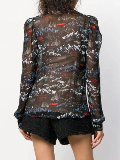 Shop Pinko Sheer Printed Shirt In Black