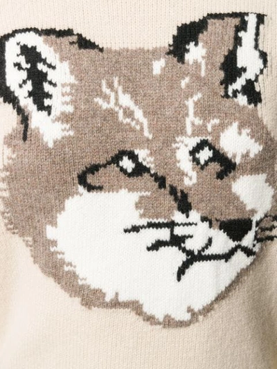 Shop Maison Kitsuné Fox Knitted Jumper In Ecru