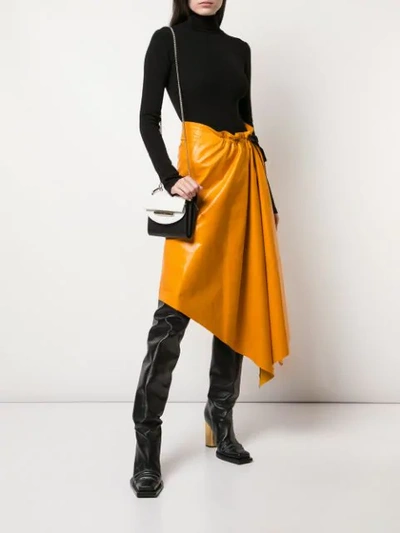 Shop Proenza Schouler Asymmetrical Shiny Leather Mid Skirt In Orange